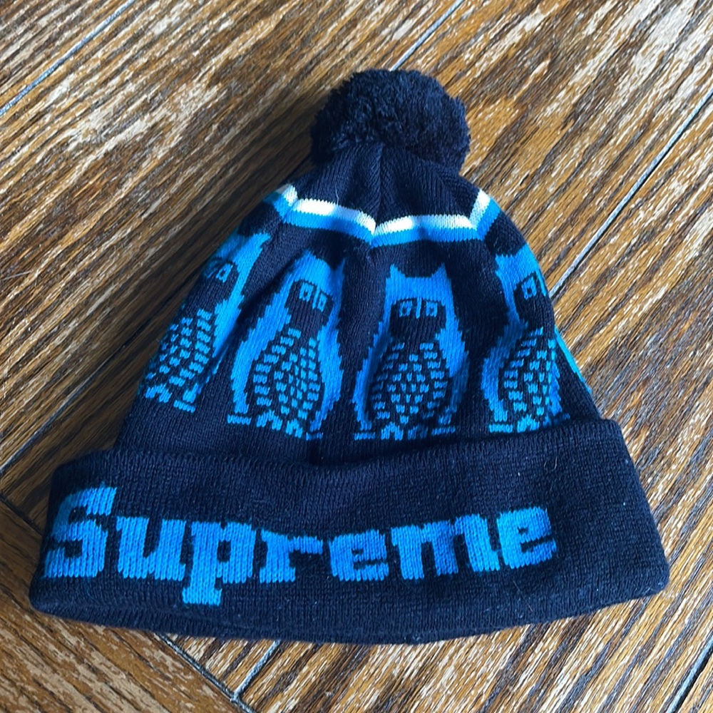 Supreme Owl Dark Blue Black Beanie